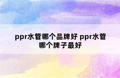 ppr水管哪个品牌好 ppr水管哪个牌子最好